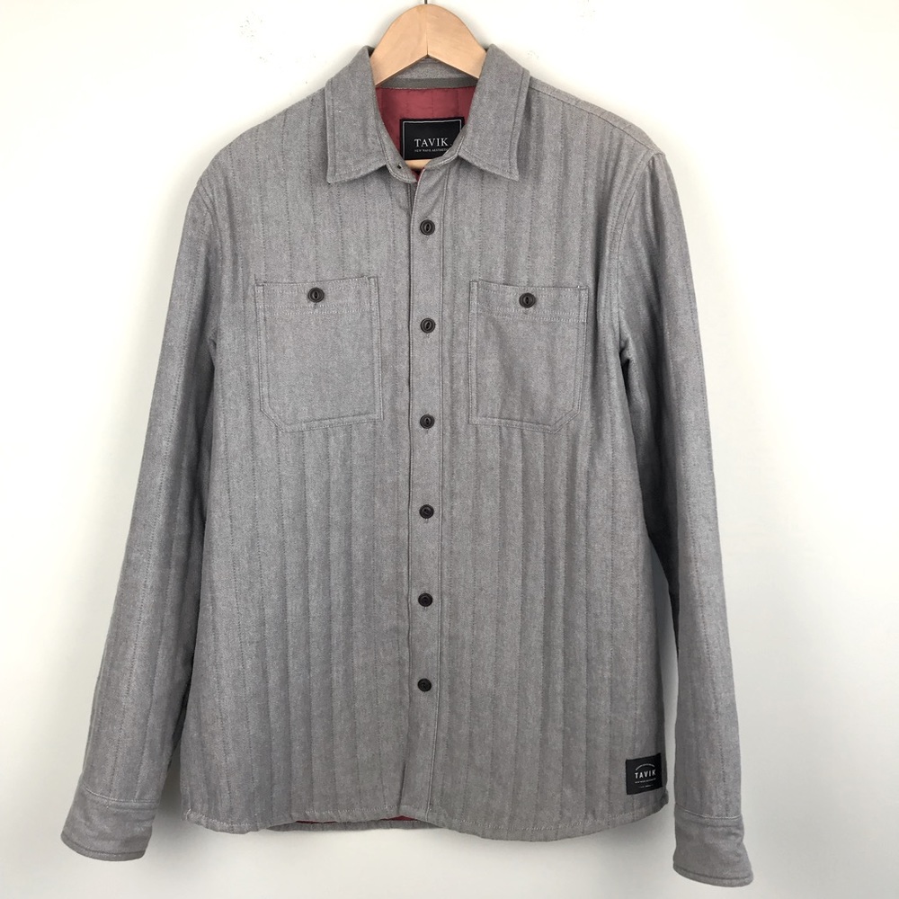 TAVIK Vintage Y2K Channel Stitched Button Down Shirt Jacket Shacket